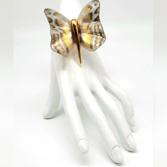 Alexis Bittar Lucite Monarch Butterfly Oversized Statement Cuff Bracelet - Picture 4 of 11